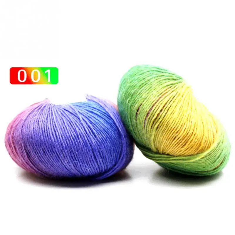 1 мяч x50g вязаные ручные шерстяные радужные красочные спицы для пряжи крючком