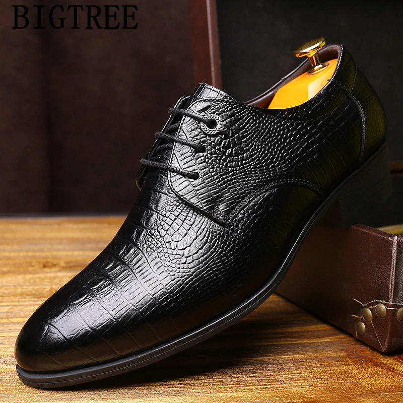 Обувь из крокодиловой кожи Мужская Элегантная итальянская официальная обувь