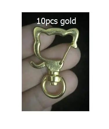 DIY0069-10pcs-catGD 10 шт. DIY Подвески Кошка Сердце брелок вешалка Звезда Луна крылья Смола ювелирные изделия, подвески, аксессуары ручной работы застежка Омар фурнитура - Цвет: DIY0069-10pcs-catGD