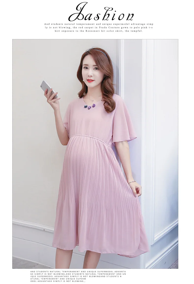 Летняя корейская мода для беременных платье с v-образным вырезом приталенное из