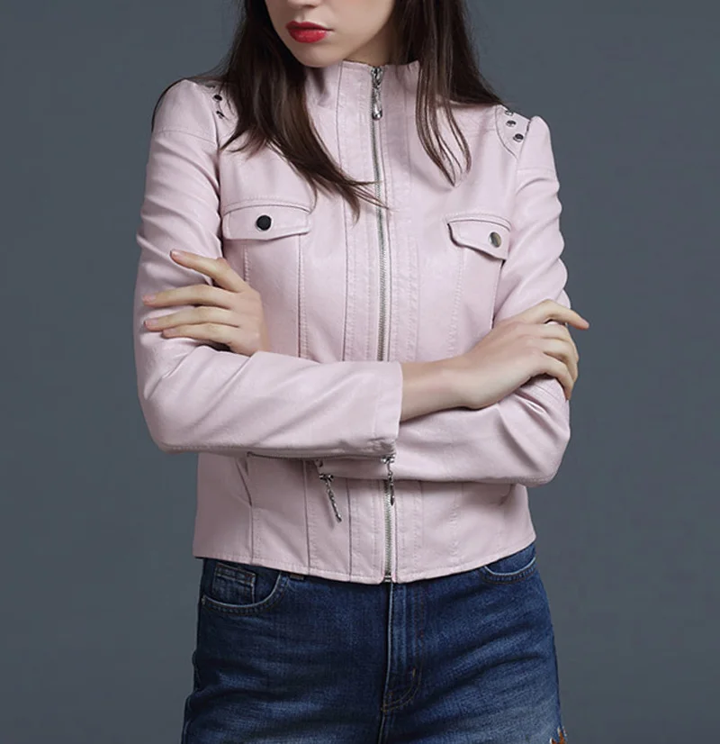 Кожаная куртка 2019 Женская Новогодняя Дизайнерская из искусственной кожи мягкое