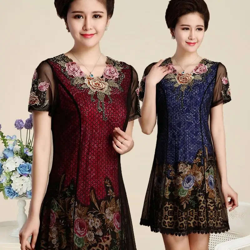 2019 женское платье среднего возраста новые модные летние шифоновые платья с