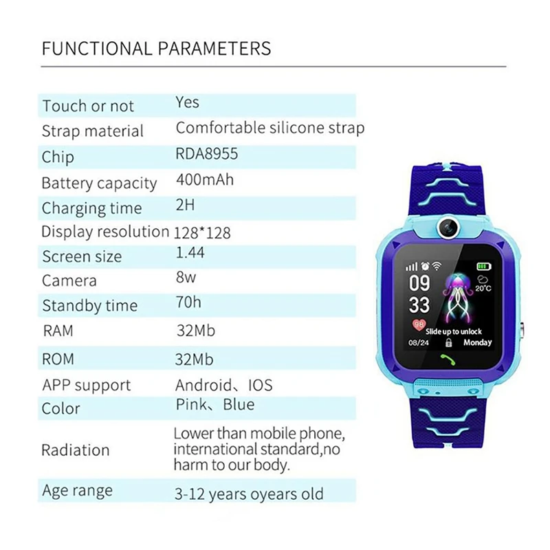 Q12 Смарт часы с GPS GSM локатором сенсорный экран трекер SOS для детей студентов 1 44