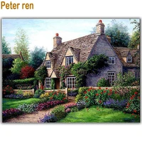 peter ren diamond painting cross stitch villa 5d round diamond mosaic rhinestone full icon diamond embroidery garden house
