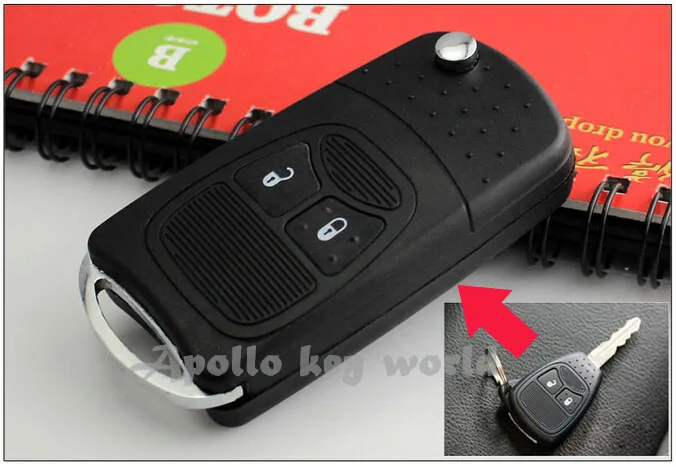 2 кнопки модифицированный раскладной дистанционный чехол для Chrysler 300C Sebring Jeep Compass