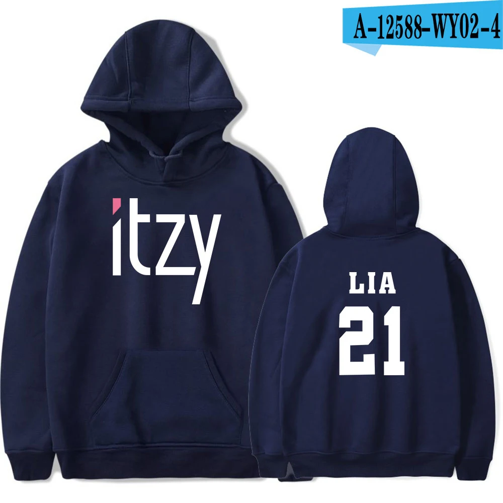Itzy Kpop толстовки для мужчин Wo мужчин s толстовка с капюшоном свободные повседневные теплые толстовки свитшоты 6 цветов женский джемпер спортивные костюмы оверсайз - Цвет: navy