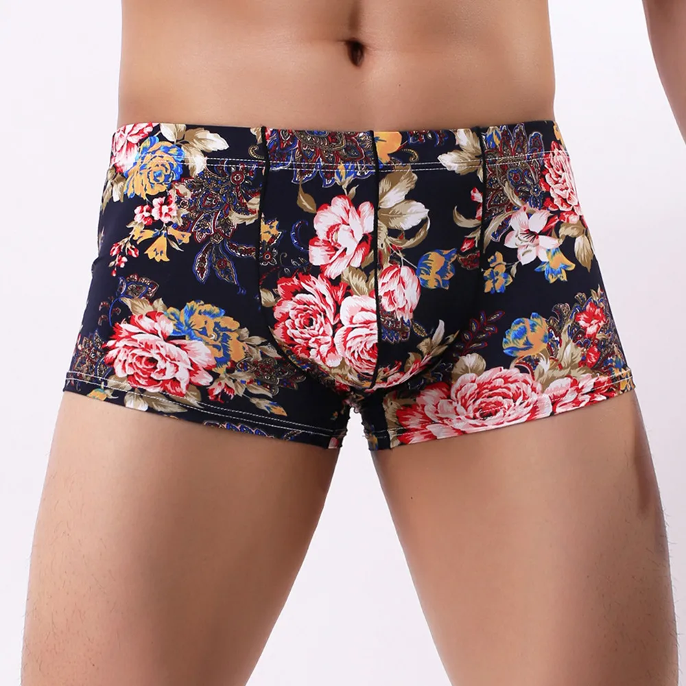 FeiTong Boxer Men Cueca Patchwork Print Boxer Shorts Bulge Pouch Underpants Gay Clothing Mens Underwear Boxers Brand