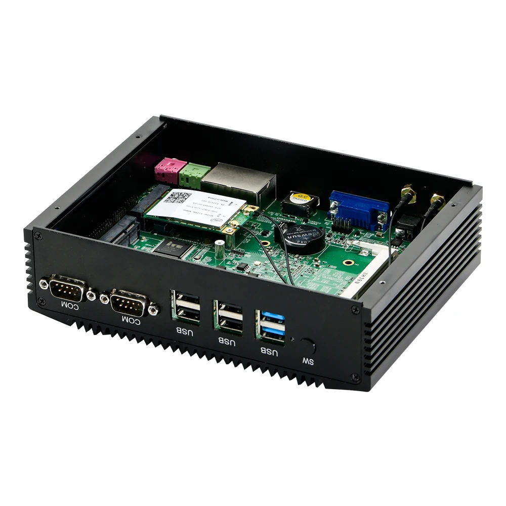 Безвентиляторный промышленный ПК мини компьютеры IPC Windows 10 Pro/Linux Ubuntu Intel J1900 2 Lan 2 RS232 RS422 RS485 Watchdog 3g/4G WiFi