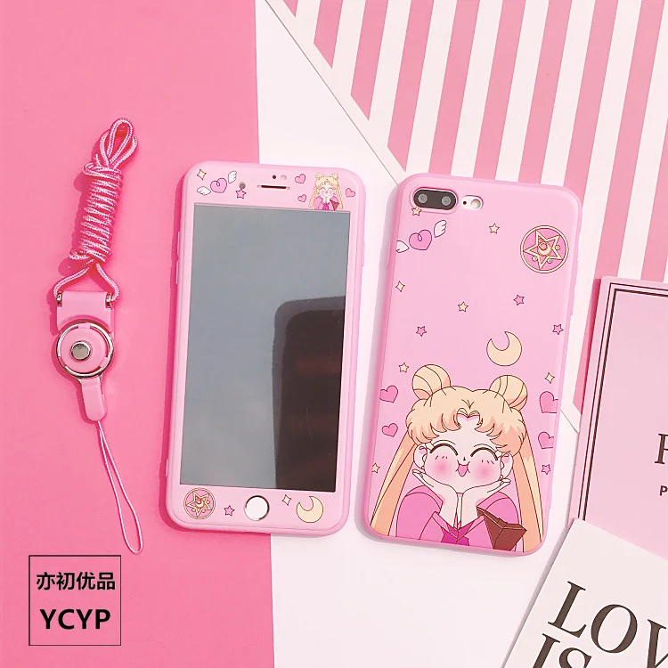 Для iphone XS Max милый Cardcaptor Sakura задний Чехол+ пленка для экрана из закаленного стекла, Девушка Мягкий чехол для iphone X XR 6 7 8plus