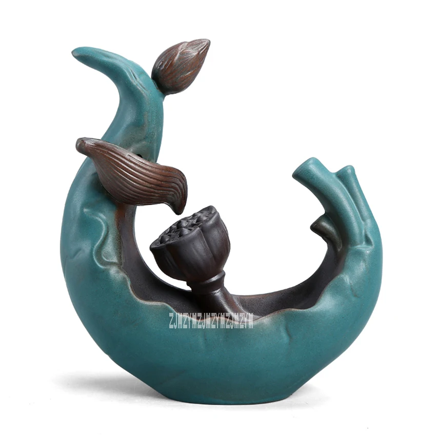 Creative Ceramic Incense Burner With LED Light Backflow Aromatherapy Furnace Home Crafts Ornaments Holder | Дом и сад