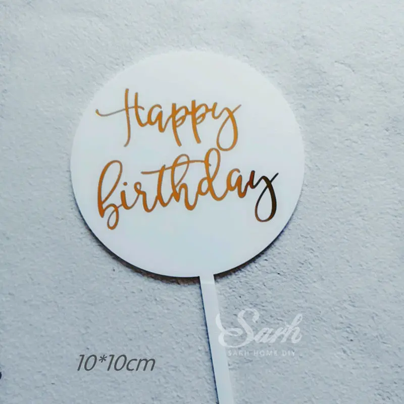 2pc round birthday Разноцветные счастливые топперы для торта на день рождения, розовые, фиолетовые, блестящие, для письма, украшения для рук, вечерние, милые подарки - Цвет: 2pc round birthday