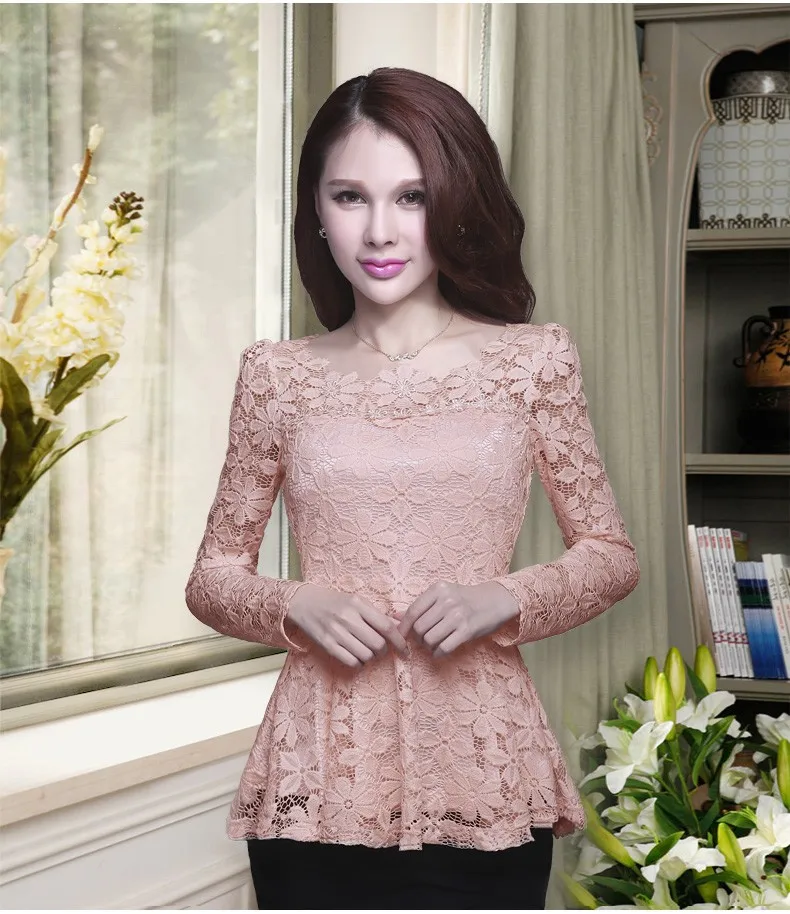 Новая стильная женская блузка с оборками Сексуальная кружевная цветочным