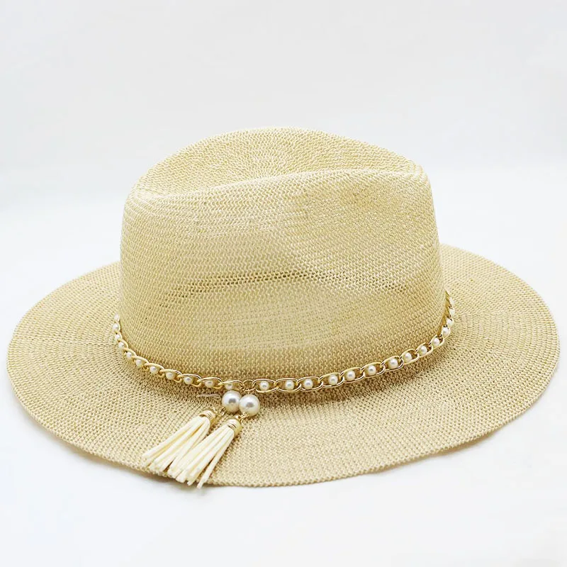 SUOGRY Панама шляпа женская Соломенная Fedora Fmale Sunhat летняя пляжная кепка с