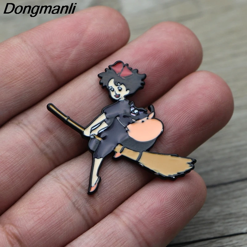 

L3355 Kiki's Delivery Service Enamel Pin Brooches Cartoon Creative Metal Brooch Pins Denim Hat Badge Collar Jewelry 1pcs