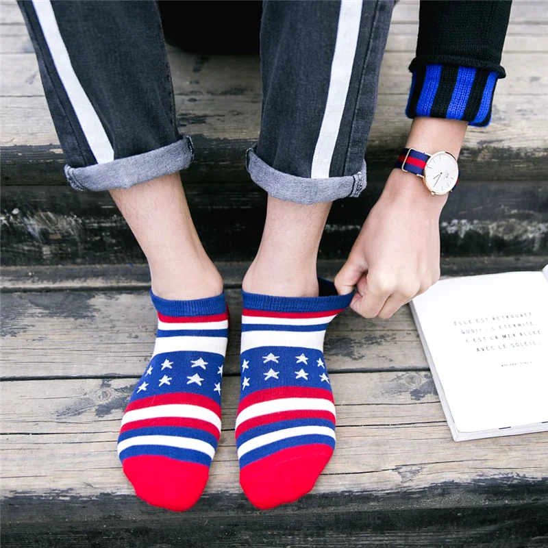 Модные хлопковые носки в полоску для мужчин и женщин Повседневные Носки с