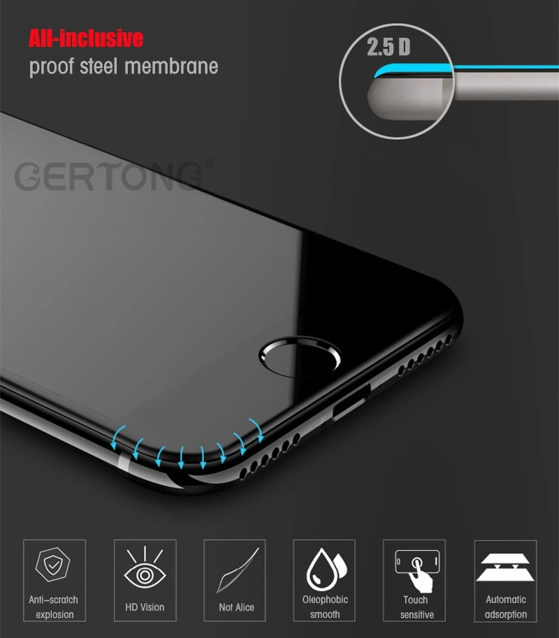 GerTong полное покрытие из закаленного стекла для iphone 6 6S Plus 7 Защитная пленка экрана