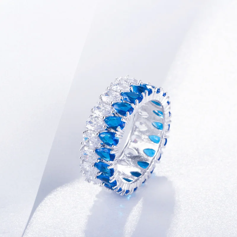 blue Pera, роскошное блестящее кольцо на палец с кристаллами циркония для женщин, вечерние ювелирные изделия R111 - Цвет основного камня: blue