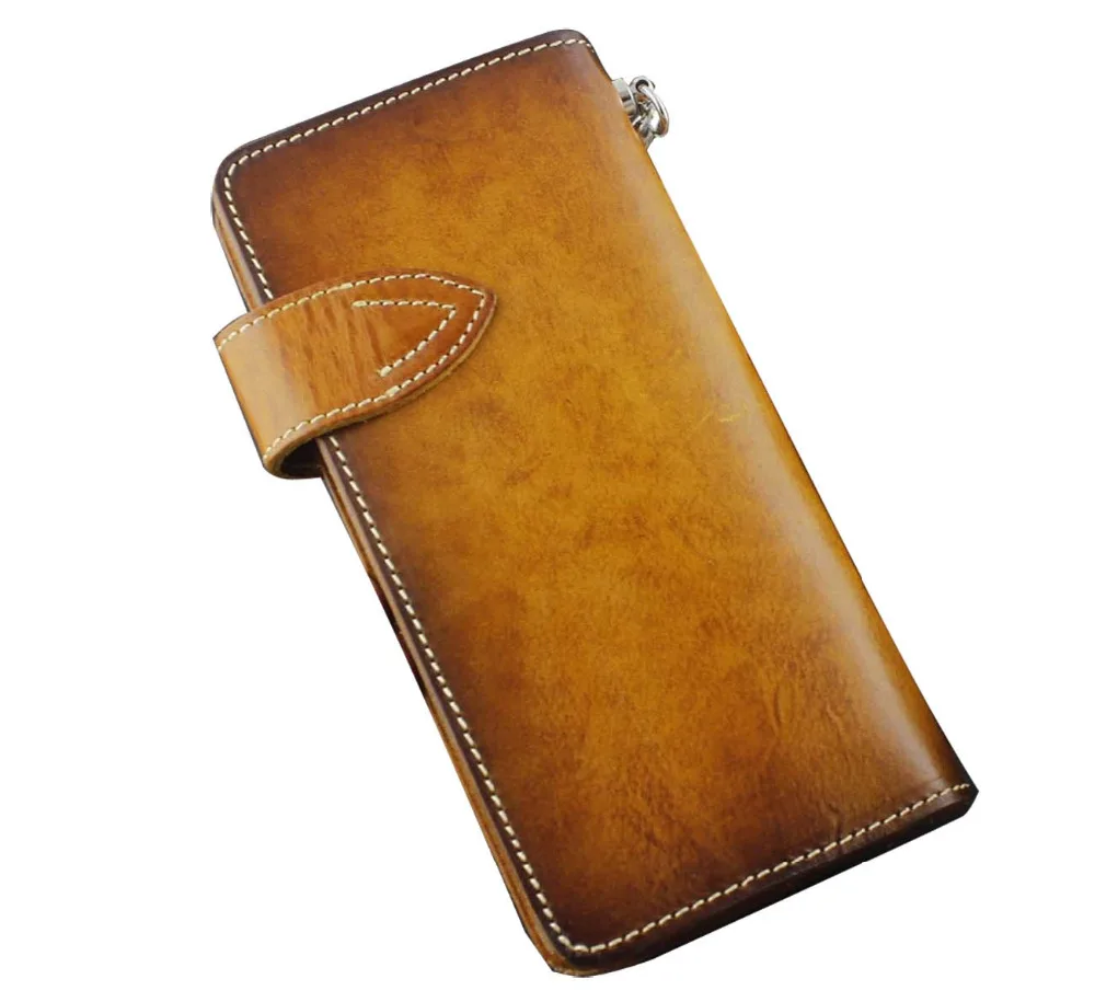 Мужской Длинный кошелек ручной работы из натуральной кожи в стиле хип-хоп с