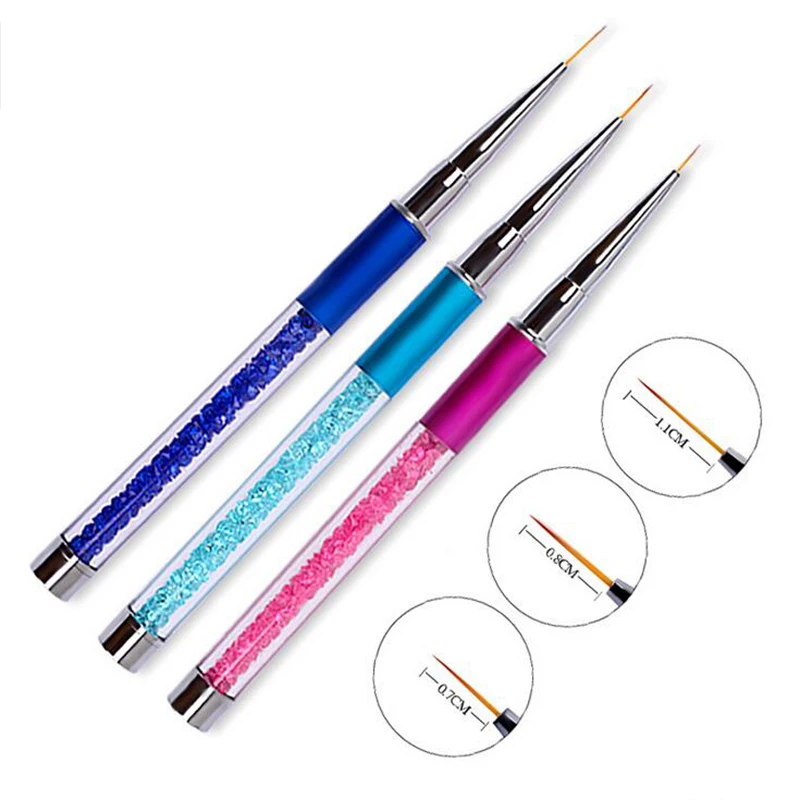 

Nail Art Brush Painting Flower Drawing Line Pen Crystal Rhinestone Metal Acrylic UV Gel Polish Tip Design Tool Manicure