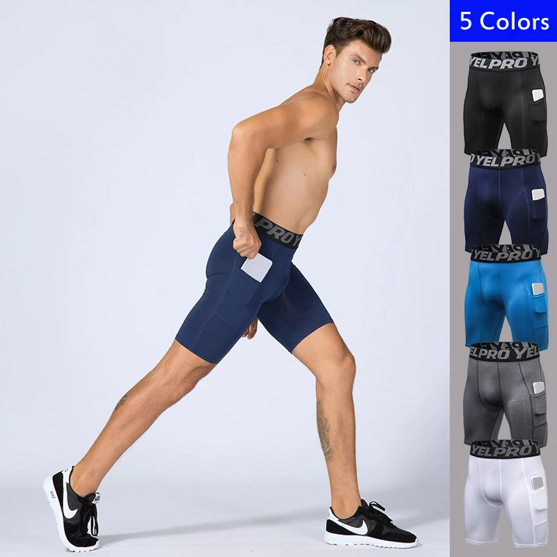 

Compression Tights Men Gym Training Shorts Elastic Fitness Slim Shorts Quick-Dry Running Cycling Short Sport Leggings Bottoms