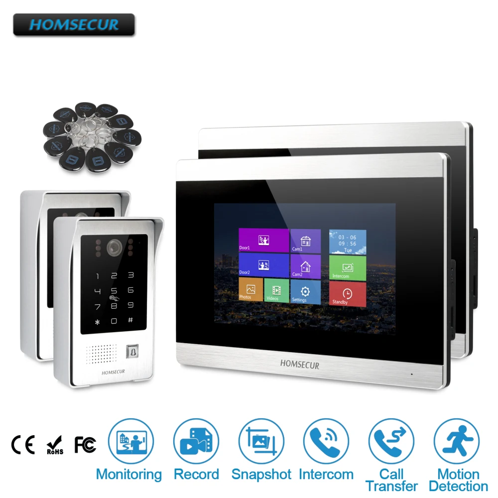 

HOMSECUR CCTV Camera Supported 7" Wired Hands-free Video Door Phone Intercom System with Voice Message BC091+BM715-S