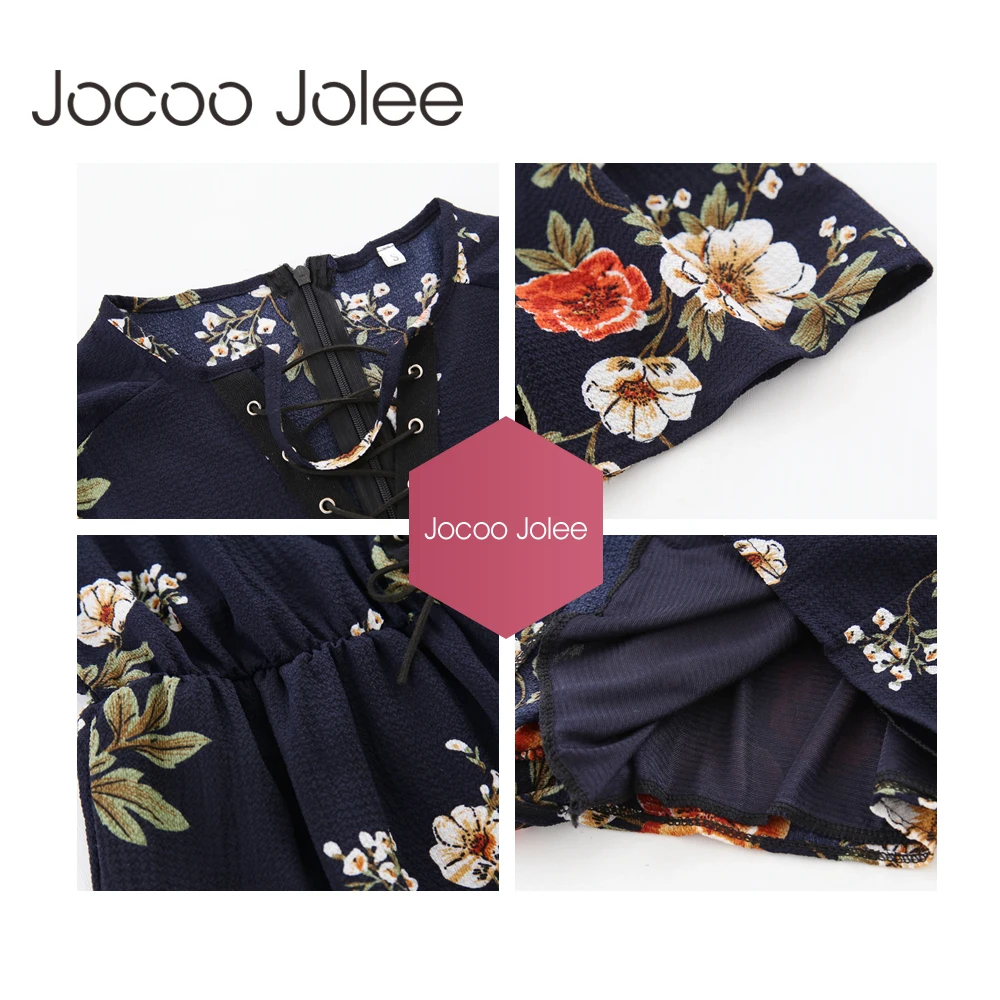 Jocoo Jolee пикантные Цветочные Комбинезоны На Шнуровке Для женщин в богемном стиле
