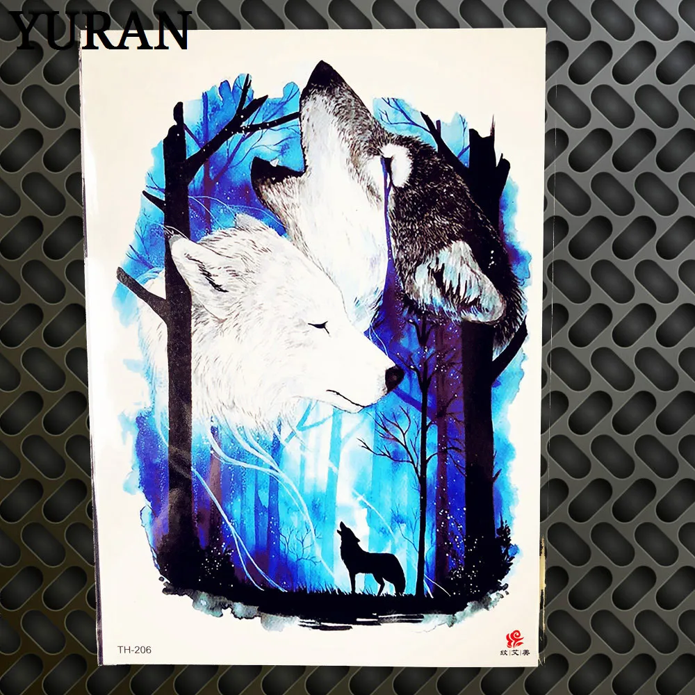 Водостойкие поддельные фотовспышки 25 в летнем стиле татуировки с синим лесом