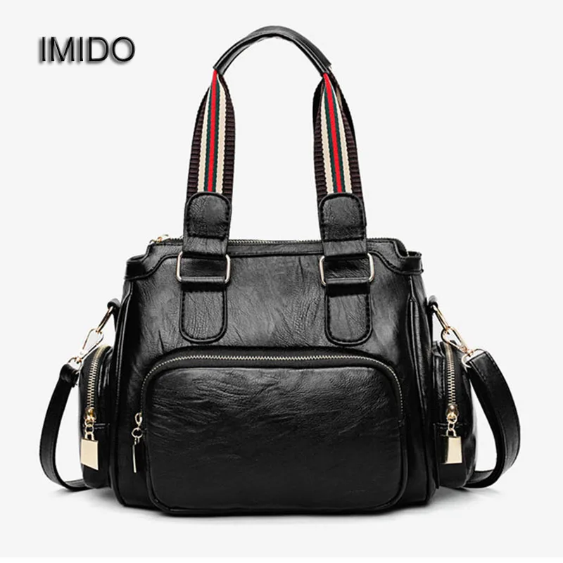IMIDO 2018 оптовая продажа мягкая pu кожаная сумка женские сумки через плечо черная