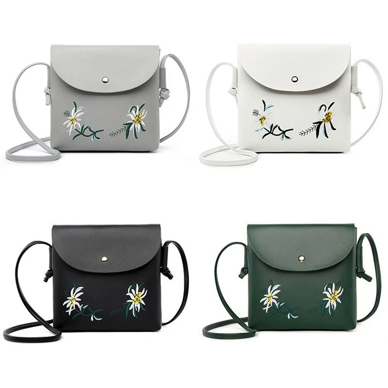 Высокое качество PU кожа цветок Вышивка Для женщин Курьерские сумки Винтаж