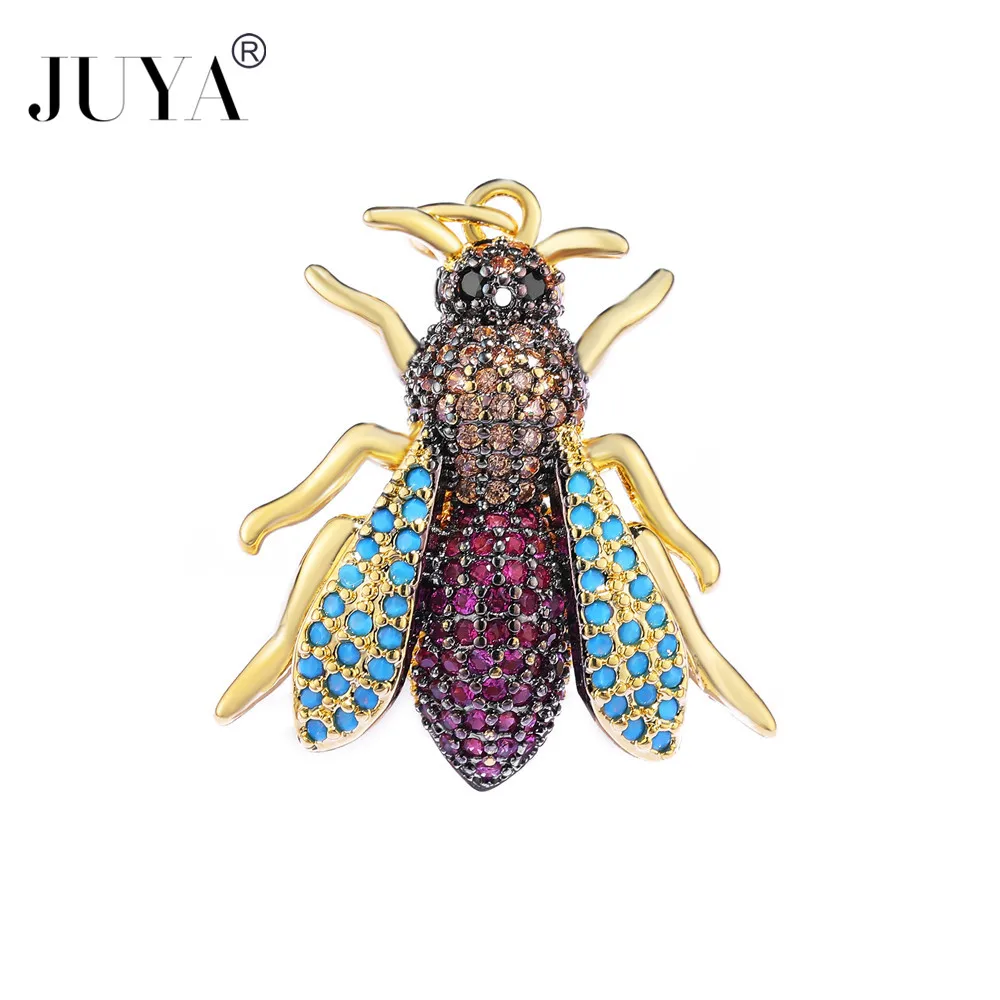 

2018 Summer New Design Popular Insect Pendant Micro Pave AAA CZ Rhinestone Multi-color Bee charm pendants Making Necklaces