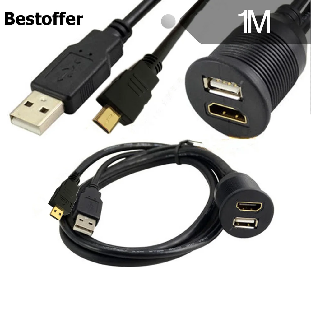 

Удлинительный кабель USB2.0 Micro HDMI штекер-HDMI гнездо AUX удлинитель для автомобиля грузовика лодки