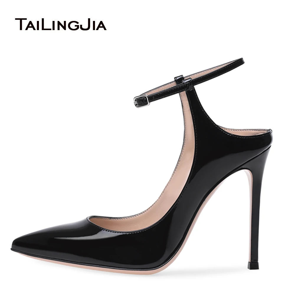 

Shiny Black Pumps Women Slingbacks Sexy High Heel Pointed Toe Patent Leather Latest Ladies Heeled Summer Shoes Stiletto Heels