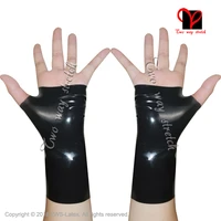 sexy black latex short gloves novelty rubber wrist fingerless mittens gummi gauntlets xxxl plus size st 022