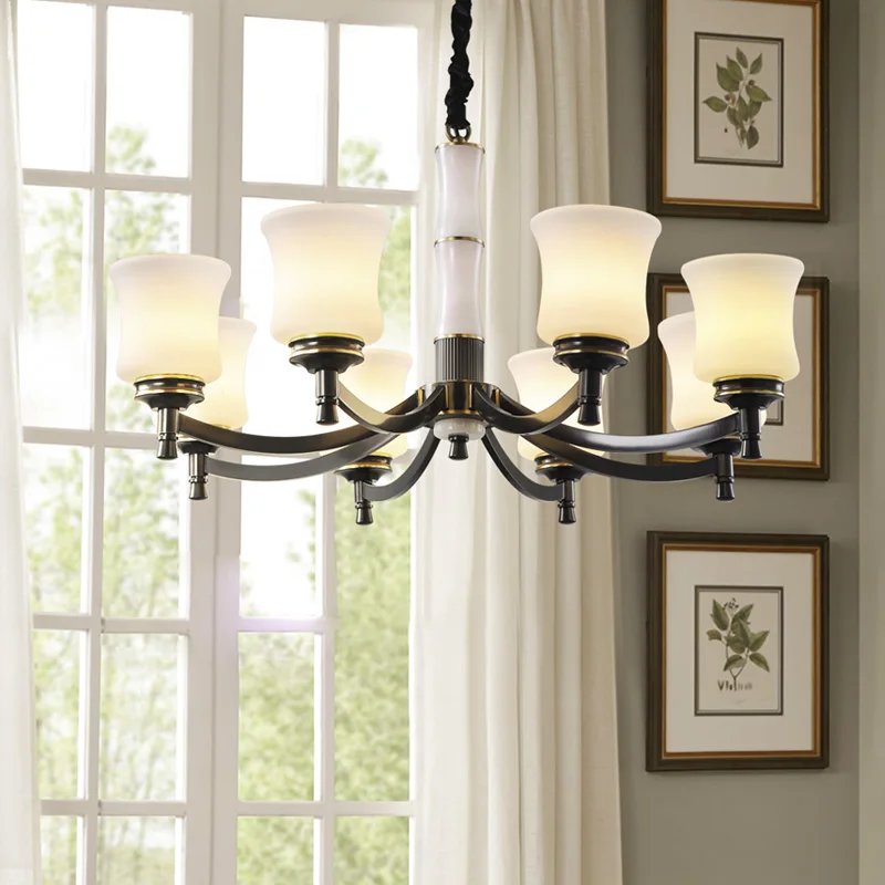 Медная Подвесная лампа с 6 насадками светодиодный светильник в стиле ретро