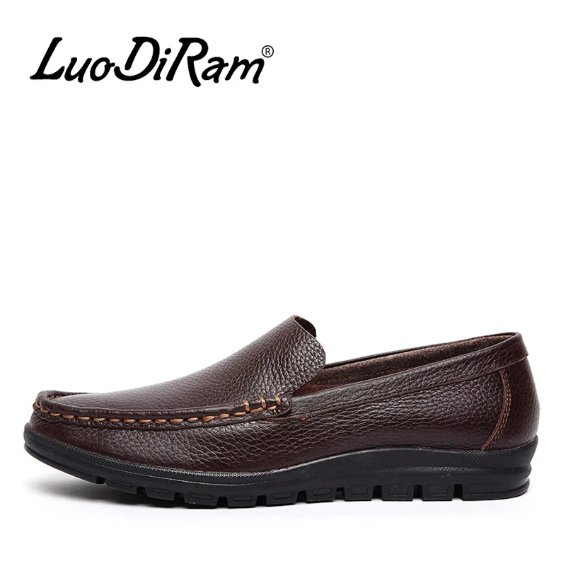 Бренд LuoDiRam Мода 2016 года большой Размеры мужские лоферы мужская кожаная обувь