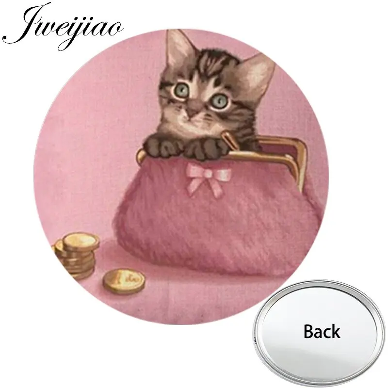 JWEIJIAO Love Pet Мопсы с одной стороны плоские мини Карманное зеркальце компактное портативное косметическое зеркало ручной дорожный кошелек - Цвет: A136