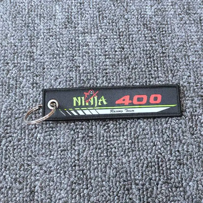 Ninja 400 Брелок в виде мотоцикла тканые бирка кольца для ключей этикетка цепи для Kawasaki Ninja 636 400 300 250 - Цвет: Ninja 400