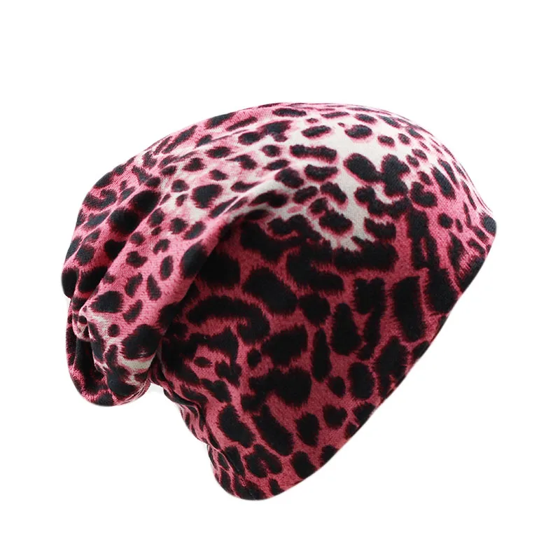 Miaoxi модная женская полосатая шапка, женские шапочки Skullies, повседневный полиэстеровый Леопардовый шарф, шапка, два использованных осенне-весенних теплых шапки