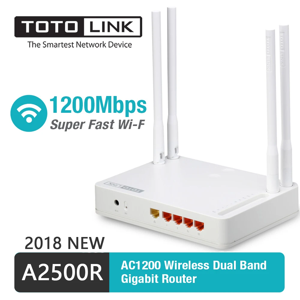 

Wi-Fi роутер TOTOLINK A2500R, гигабитный маршрутизатор с беспроводным ретранслятором, точкой доступа и четырьмя антеннами 5 дБи, 802.11ac, 2,4G и 5G, скорость...