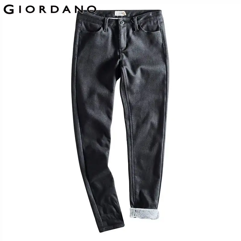 Beste Giordano Vrouwen Broek Vrouwen Rekbare Fleece Gevoerde Slim Fit Casual Broek Vrouwen Warm Smooth Zip Fly Broek Vrouwen Herfst Vrouwelijke