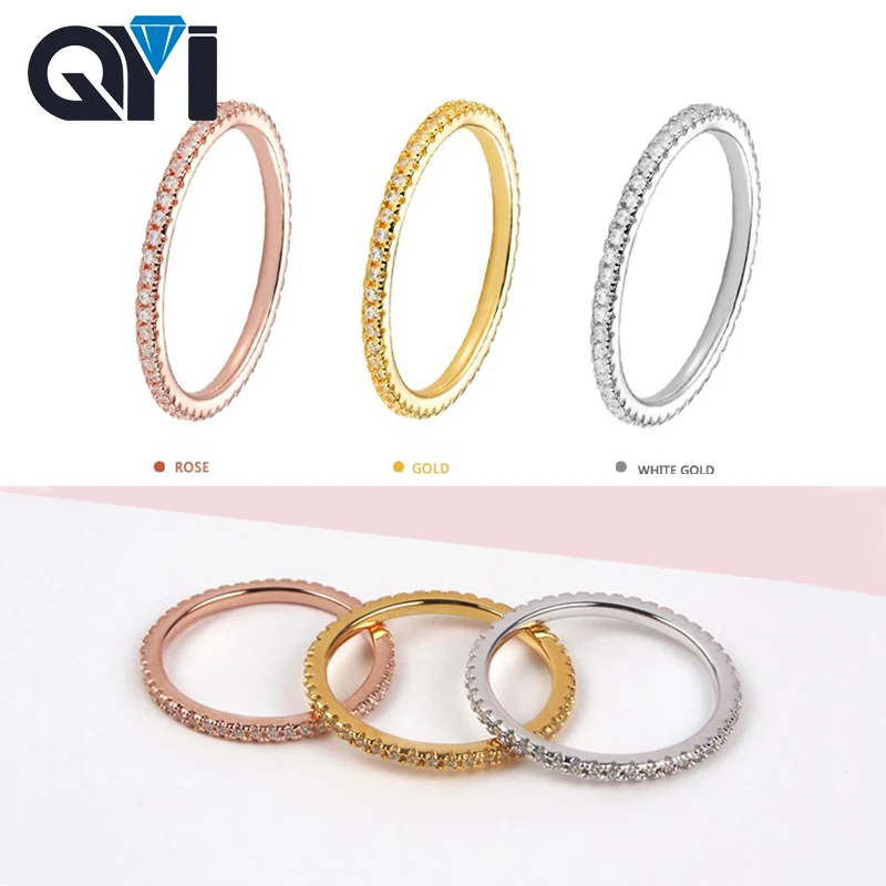QYI классическое 18k золотое вечное кольцо Круглый Аналоговый бриллиант