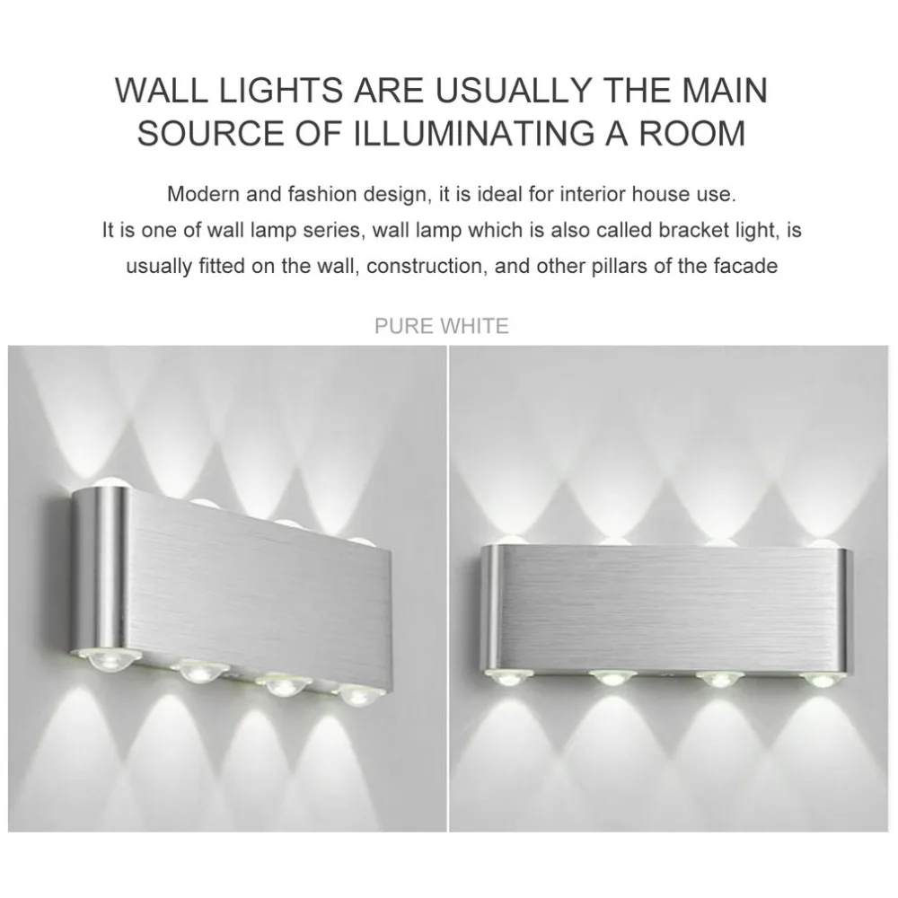 Современные прямоугольник 8 Вт светодиодный настенный бра свет AC110V-240V вверх-вниз