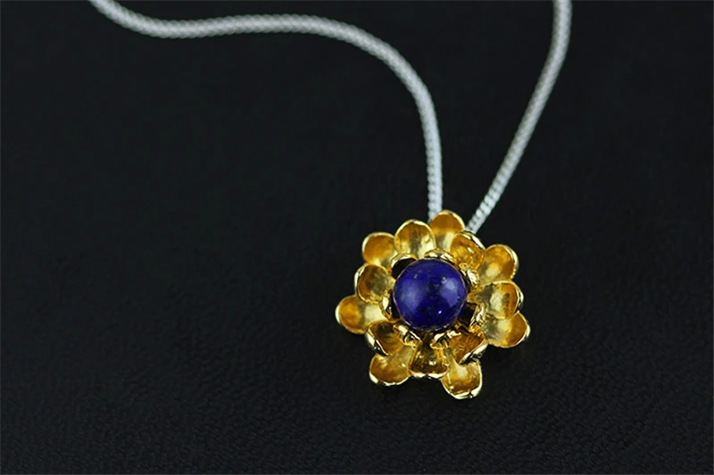 Lotus Fun реальные стерлингового серебра 925 натуральный жемчуг ручной работы Fine Jewelry цветение лотоса дизайн кулон без ожерелье для женщин