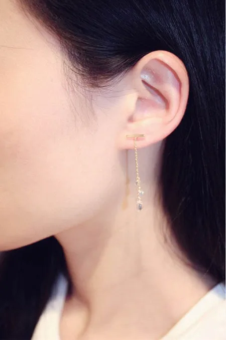 Новый Дизайн Для женщин Асимметричная циркония длинные Висячие Серьги Кристалл