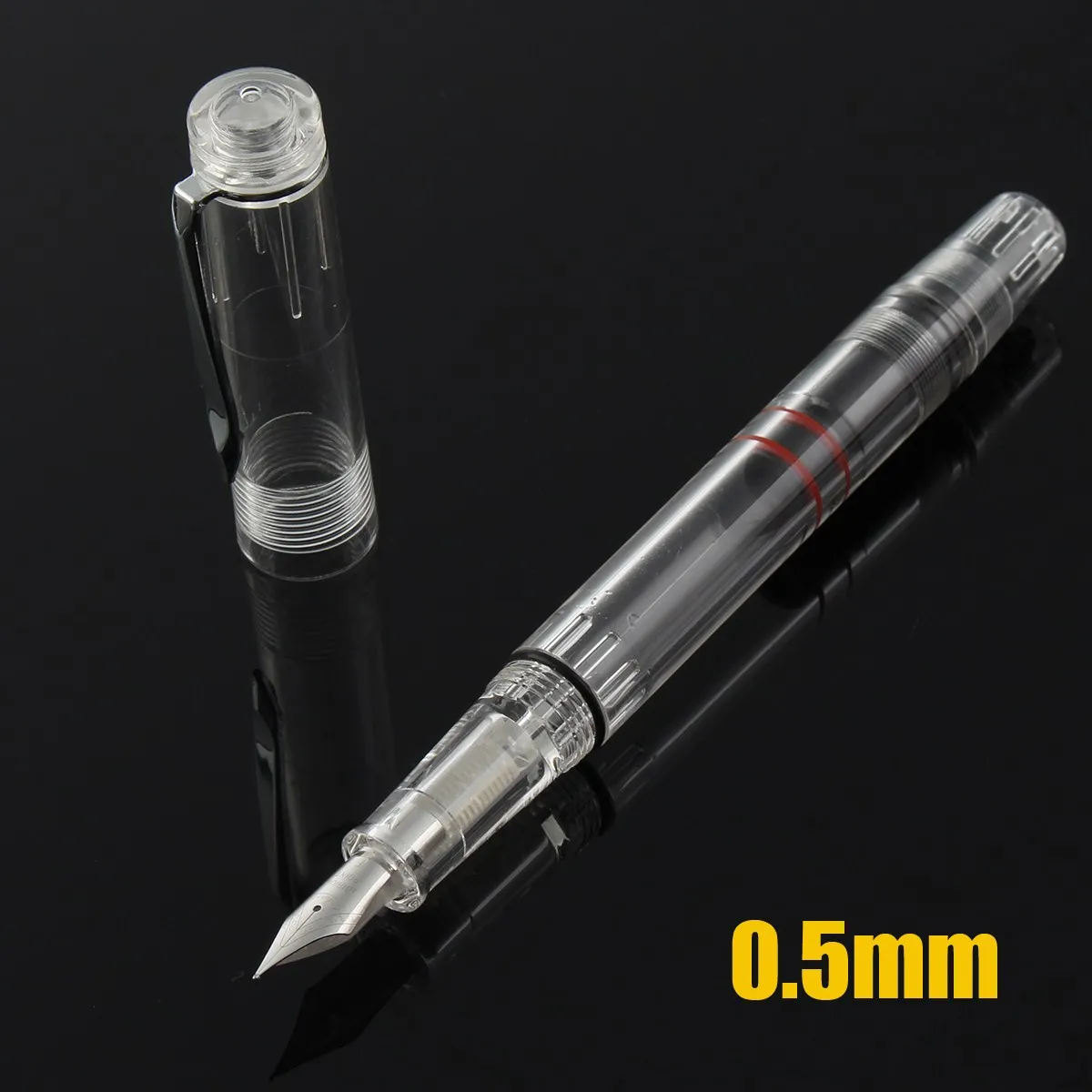 0.5mm Kicute 1 шт. 0,38/0,5 мм тонкий наконечник прозрачный поршень перьевая ручка высокого качества школьные канцелярские принадлежности для студентов подарок - Цвет: 0.5mm