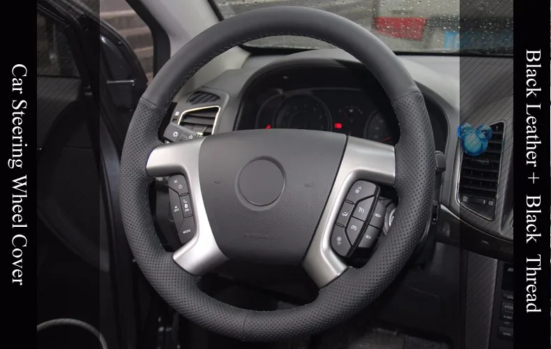LQTENLEO черный из искусственной кожи чехол рулевого колеса автомобиля для Chevrolet Captiva 2007- Tahoe Daewoo Winstorm Silverado GMC