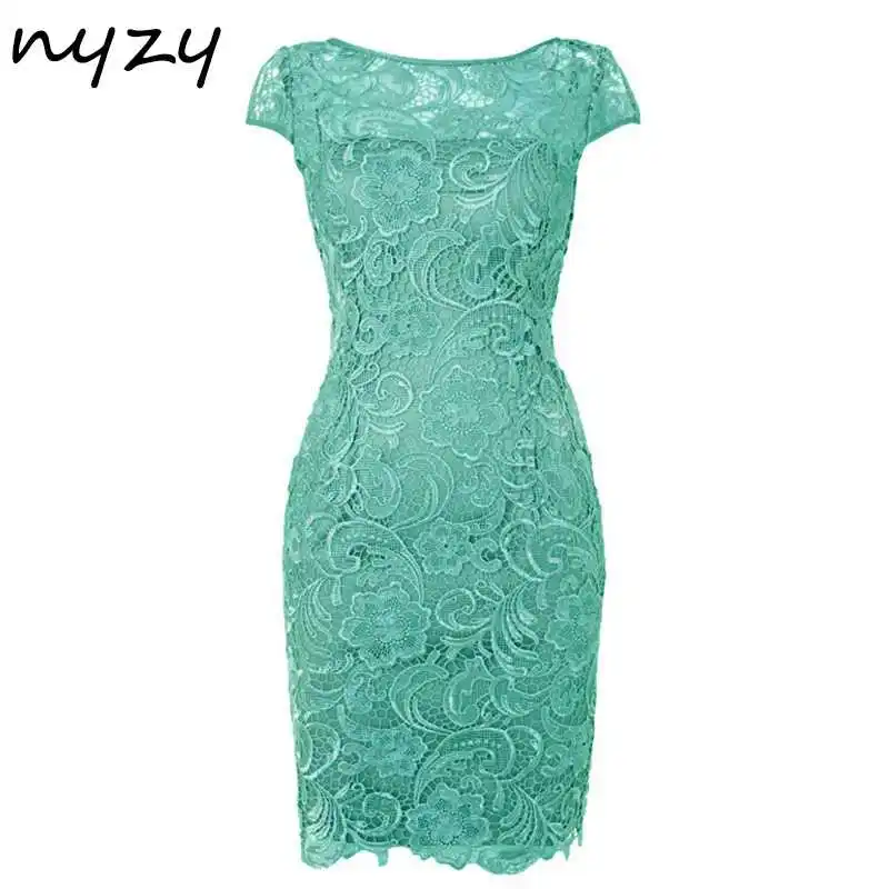 turquoise NYZY M45 узкое кружевное платье с короткими рукавами для матери невесты, платье цвета шампанского для свадебной вечеринки, наряды для жениха и мамы, платье - Цвет: turquoise