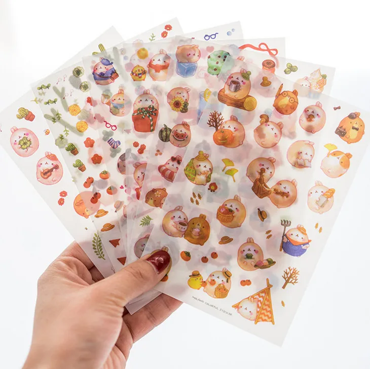 6 листов/Партия DIY Красочные животные кролики kawaii наклейки дневник планировщик Журнал Бумага для скрапбукинга альбомы фото украшения
