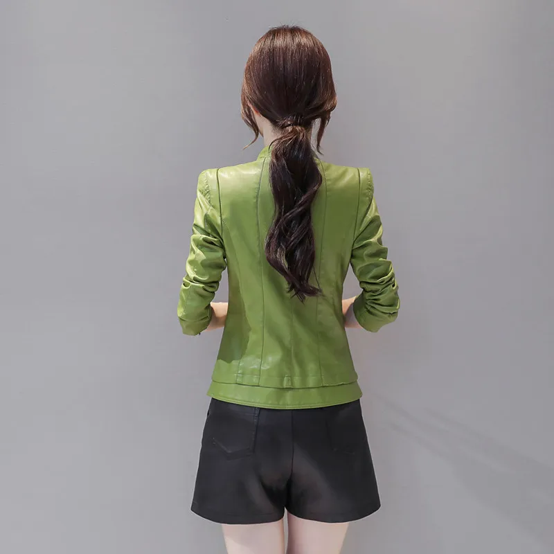 Leather Jacket Women Sheepskin Coat Autumn 2019 Vintage Red Black Jacket Women Plus Size Female Jacket Genuine PU Leather Jacket