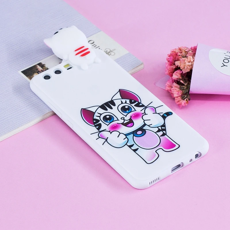 P10 sFor Coque Huawei Case 3D Cartoon Cat Panda Soft Silicon TPU Back Cover Etui For P 10 Huwawei Huawey |